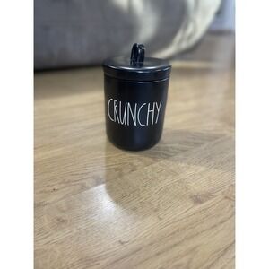 Rae Dunn Canister CRUNCHY‎ Ceramic with Lid Black